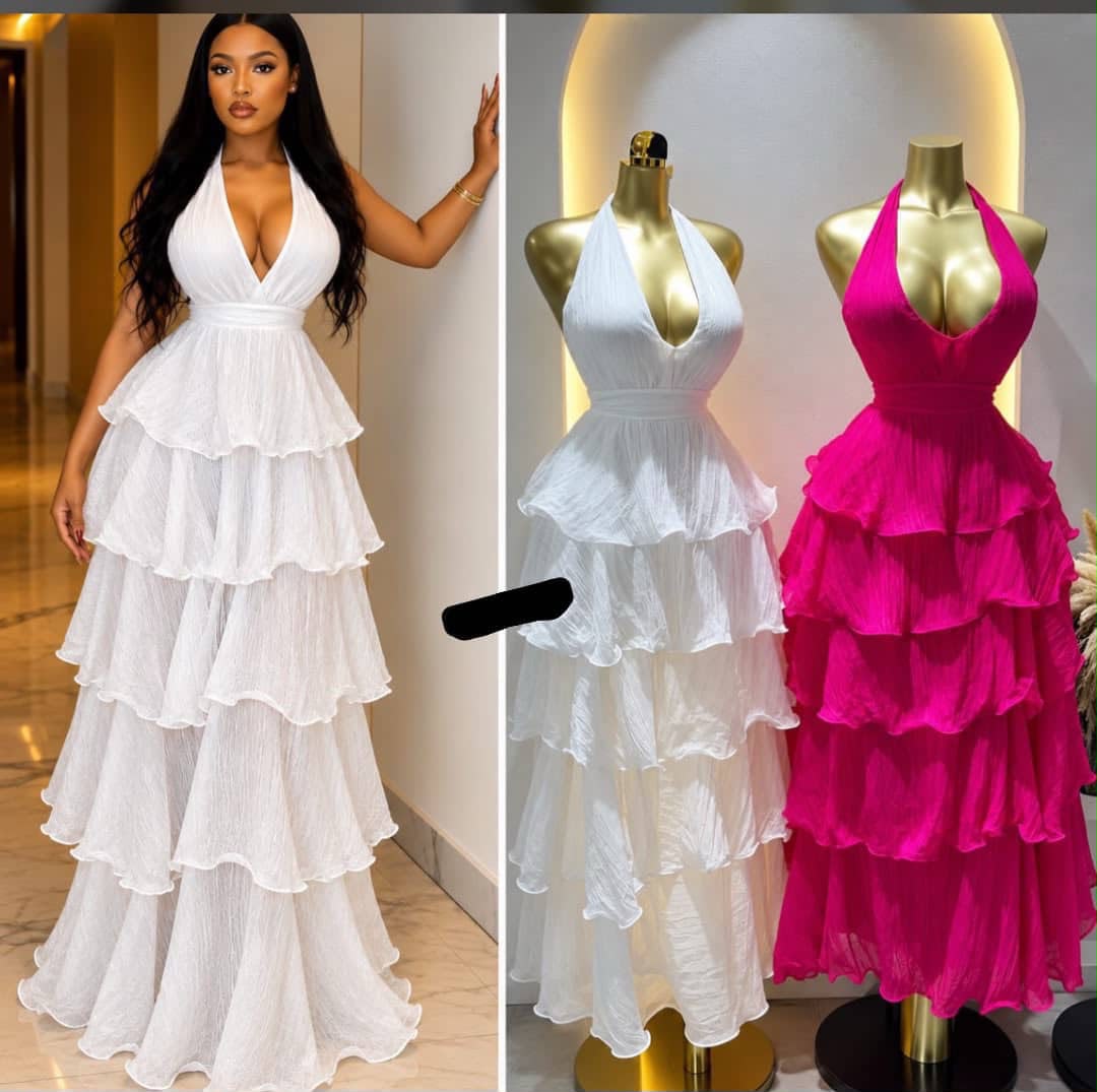 Halter neck gown white